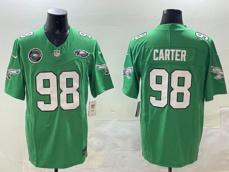 Men Philadelphia Eagles 98 Carter Green three generations 2025 Nike Vapor Limited NFL Jersey style 5